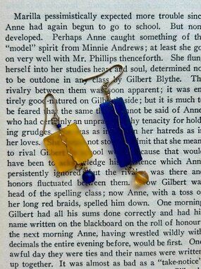 Earrings, Glass, Blue & Yellow, Mismatched, Asymetrical